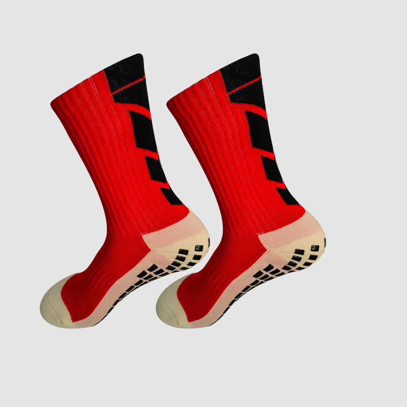 Non-Slip Rubber Grip Cushioned Soccer Socks - Anti-Slip Training Socks with Non-Slip Traction, All-Season Athletic Socks for Football, Basketball, Running, Hiking