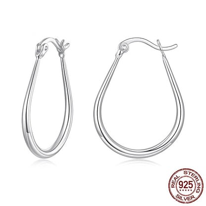 Simple Oval Plain Silver Earrings
