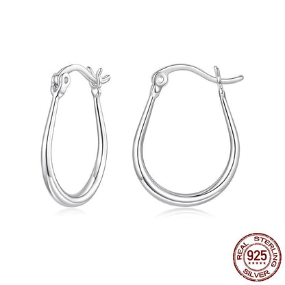 Simple Oval Plain Silver Earrings
