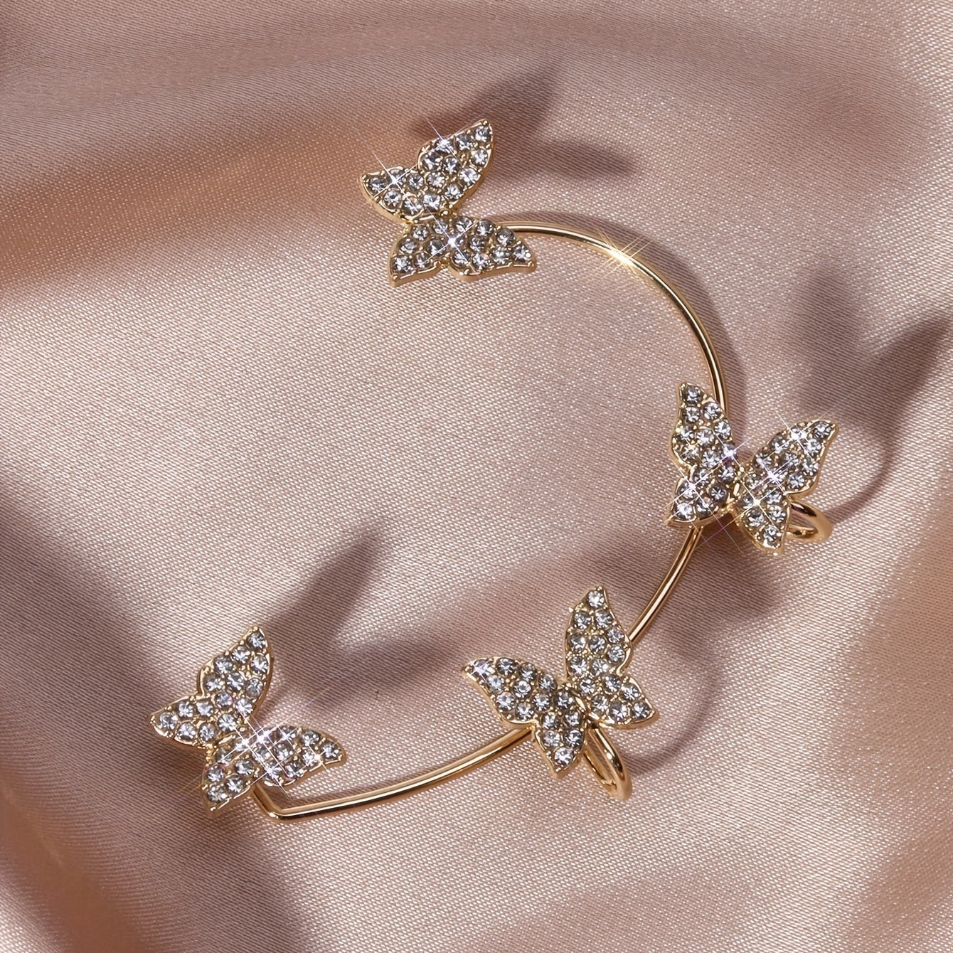 [Butterfly Luxury Golden Earrings] French-style Golden Sparkling Butterfly Luxury Butterfly Earrings