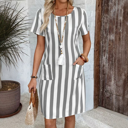 Summer New Striped Short-Sleeve Dress