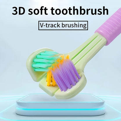 1pc Threesided Soft Bristle Toothbrush, Bristle Travel Toothbrush For Adult, Soft Bristle Toothbrush, Complete Teeth And Gum-Care Great Bristles Clean Each Tooth Soft And Gentle Toothbrush