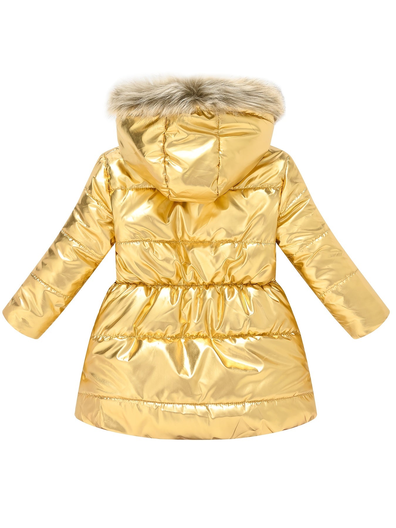 Children's Winter New Style Thickened Glossy Hooded Jacket for Boys and Girls, Mid-Length