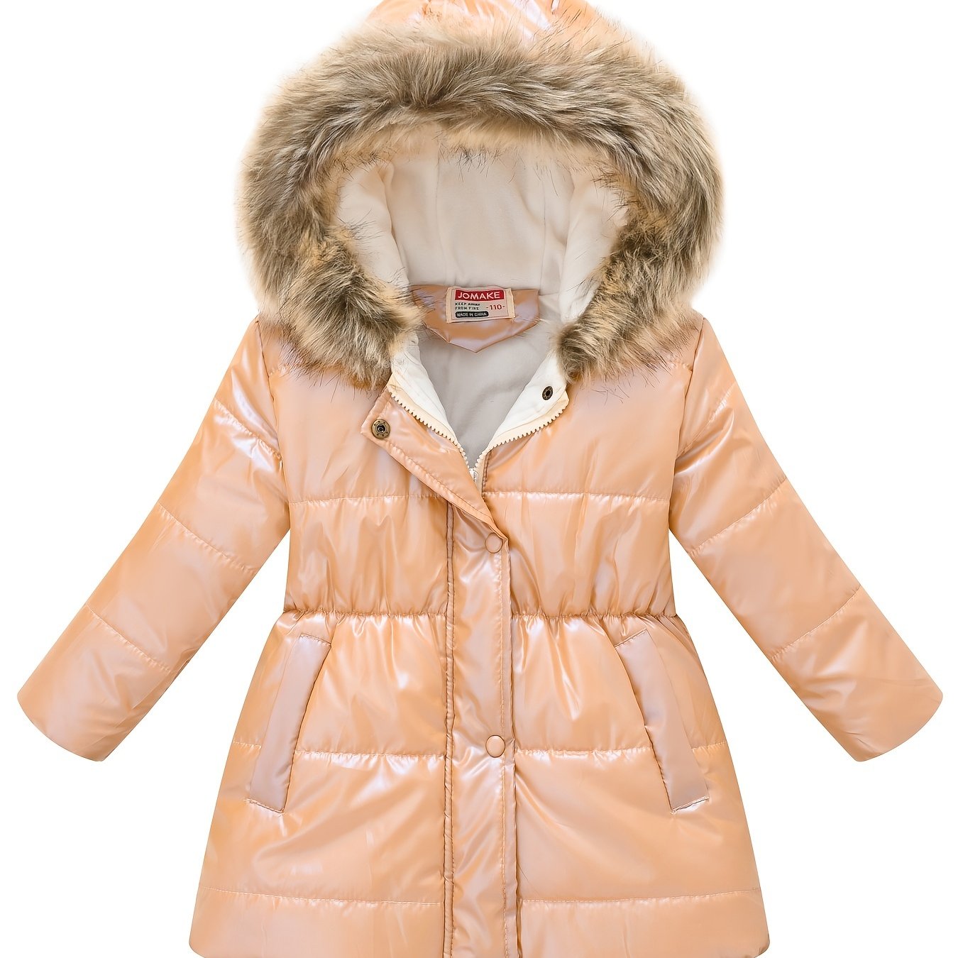 Children's Winter New Style Thickened Glossy Hooded Jacket for Boys and Girls, Mid-Length
