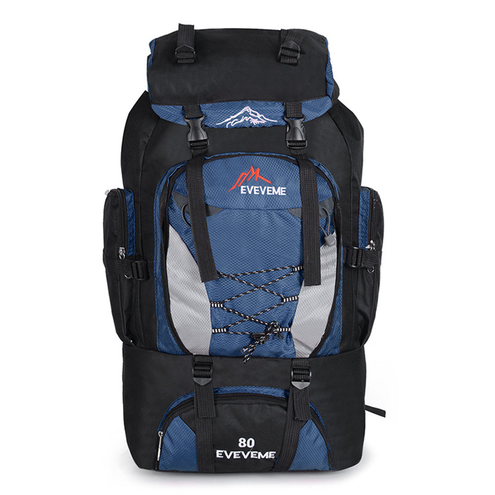 80L Extra Large Hiking Camping Backpack Rucksack Waterproof Travel Luggage Bag Blue