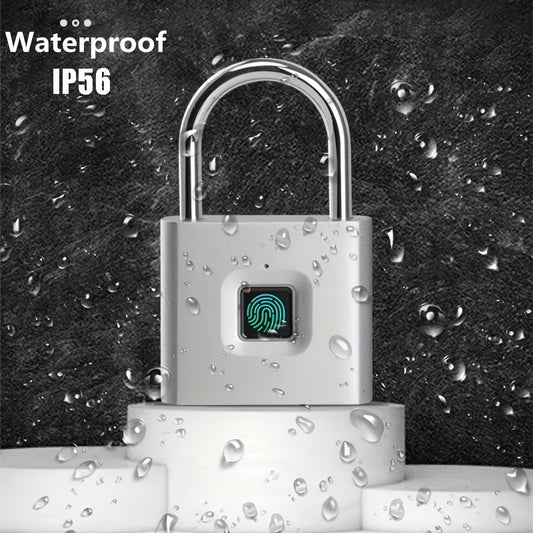 Mini Smart Fingerprint Padlock Keyless Biometric Lock with Fingerprint Unlock, USB-Rechargeable Battery, IP56 Waterproof, Antitheft Security, Zinc Alloy Body for Suitcase, Luggage, Backpack, Door, Compatible for Smart & Trave