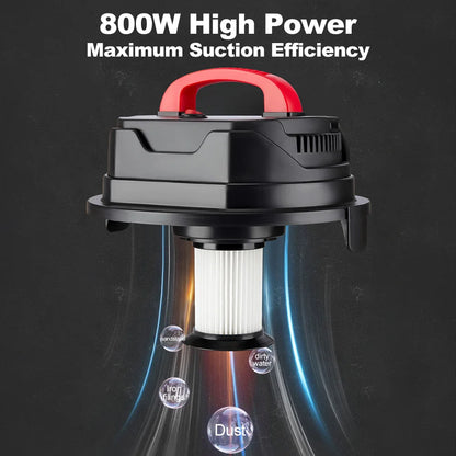 15L Dry/Wet Dust Vacuum Cleaner 4m Cord Handheld Blow Function Large Bucket Design for Home Car Commercial Use