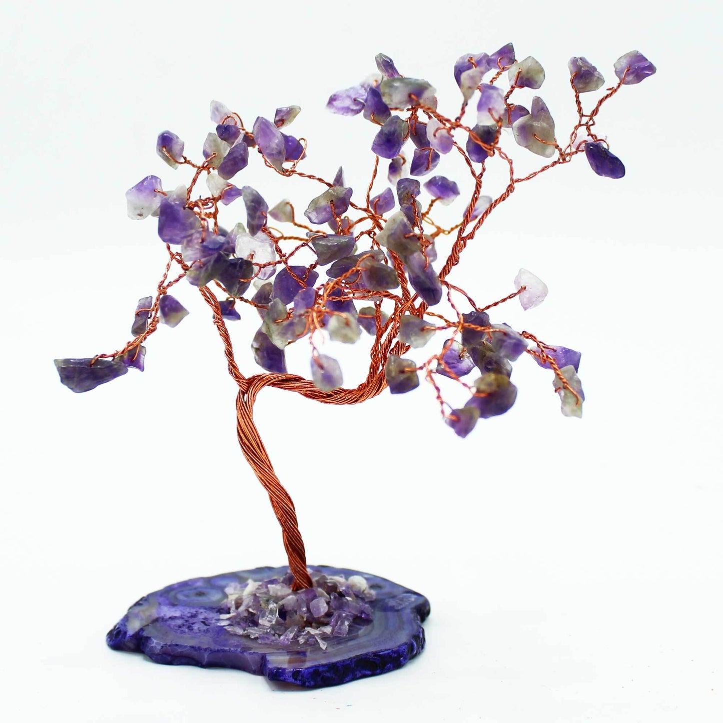 Lrg Gemstone Tree - Amethyst on Natural Agate Base (100 stones) - Per case: 1 tree
