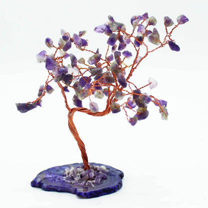 Lrg Gemstone Tree - Amethyst on Natural Agate Base (100 stones) - Per case: 1 tree