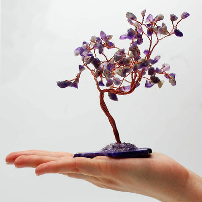 Lrg Gemstone Tree - Amethyst on Natural Agate Base (100 stones) - Per case: 1 tree