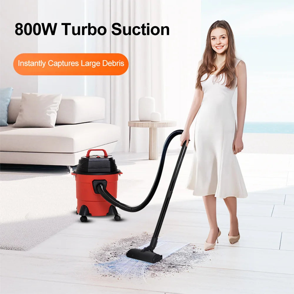 15L Dry/Wet Dust Vacuum Cleaner 4m Cord Handheld Blow Function Large Bucket Design for Home Car Commercial Use