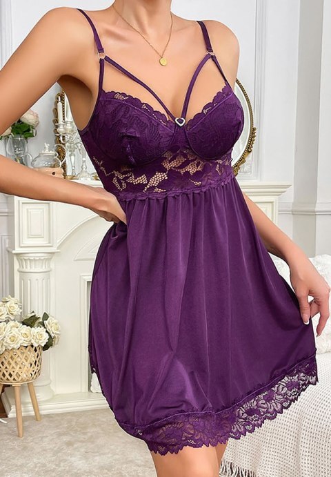 Floral Lace Purple Babydoll Nightwear