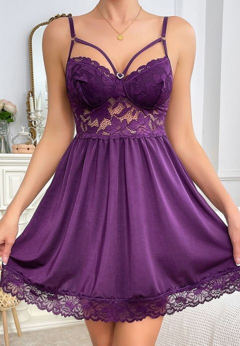 Floral Lace Purple Babydoll Nightwear