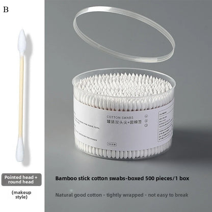 Disposable Cotton 500PCSSwab Box With Double End Round Head For Makeup And Makeup Removal Daily Cleaning Pet Care Multi-purpose