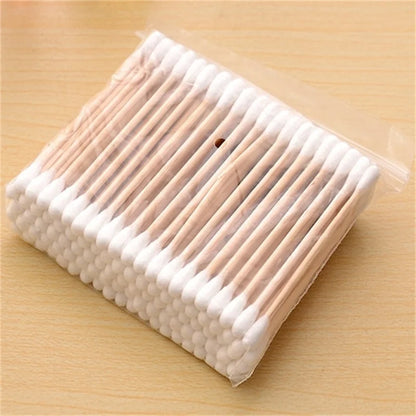 100/1000pcs Unscented Cotton Swabs, Double-Headed, Wooden Stick, Makeup Removal & Cleaning Ear Cotton Swabs