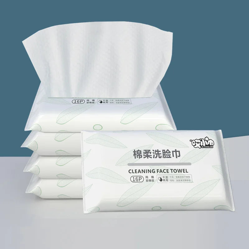 16pcs Face Towel Face Washing Travel Portable Cotton Tissue Wipe Soft Face Tissue Pearl Pattern Wet Dry Multi Use Disposable New