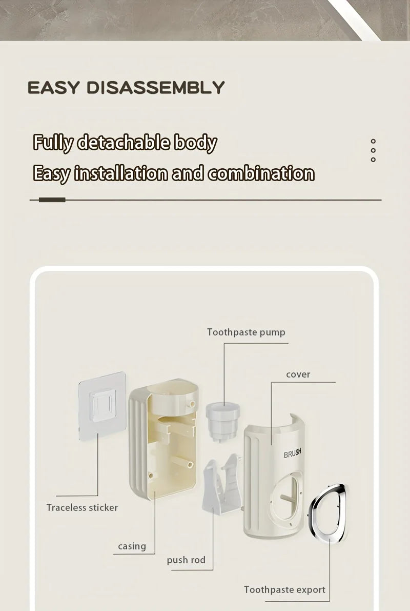 A Hole Free Wall Mounted Automatic Toothpaste Dispenser, A Toothpaste Storage Rack for Bathrooms, Households, and Bathrooms