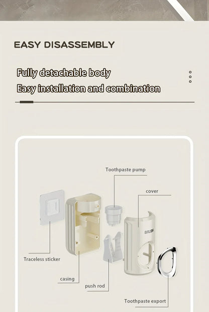 A Hole Free Wall Mounted Automatic Toothpaste Dispenser, A Toothpaste Storage Rack for Bathrooms, Households, and Bathrooms