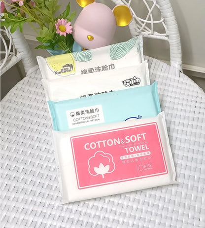 16pcs Face Towel Face Washing Travel Portable Cotton Tissue Wipe Soft Face Tissue Pearl Pattern Wet Dry Multi Use Disposable New