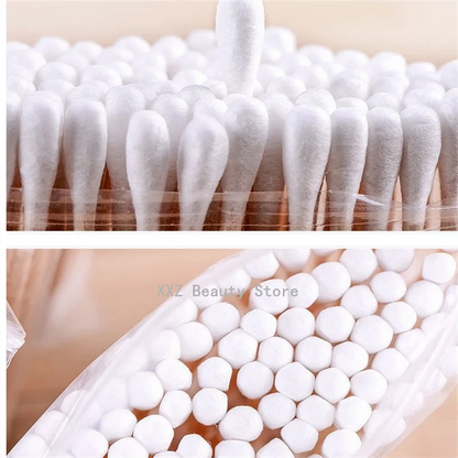 100/1000pcs Unscented Cotton Swabs, Double-Headed, Wooden Stick, Makeup Removal & Cleaning Ear Cotton Swabs