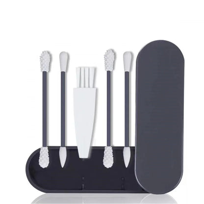 2Pcs Silicone Reusable Cotton Swab Earpick Kit With Box Portable Double Headed Soft Makeup Swab Ear Cleaning Set