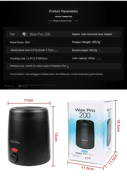 Wax Melting Machine for Hair Removal 200ml Wax Heater Pot Depilation Paraffin Wax Beans Waxing Warmer Dipping Pot and Wax Beads