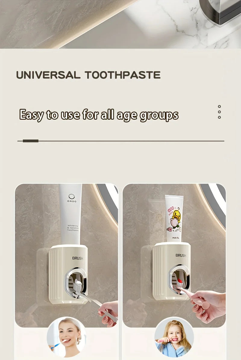 A Hole Free Wall Mounted Automatic Toothpaste Dispenser, A Toothpaste Storage Rack for Bathrooms, Households, and Bathrooms