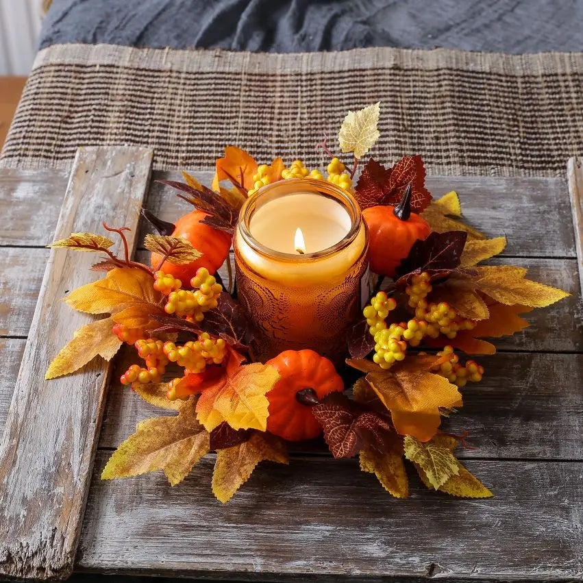 Christmas Wreath Festive Thanksgiving Day Decoration Autumn Floral Wreath Long-Lasting Berry Harvest Wreath For Party
