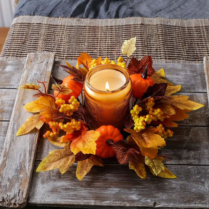 Christmas Wreath Festive Thanksgiving Day Decoration Autumn Floral Wreath Long-Lasting Berry Harvest Wreath For Party