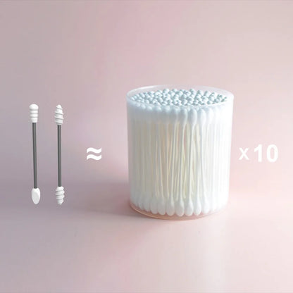 2Pcs Silicone Reusable Cotton Swab Earpick Kit With Box Portable Double Headed Soft Makeup Swab Ear Cleaning Set