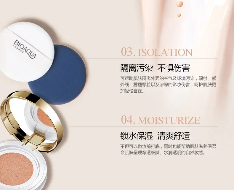 BIOAQUA Air Cushion BB Cream Natural Brighten Concealer Moisturizer Foundation Face Makeup Facial Base Perfect Cover Cosmetics