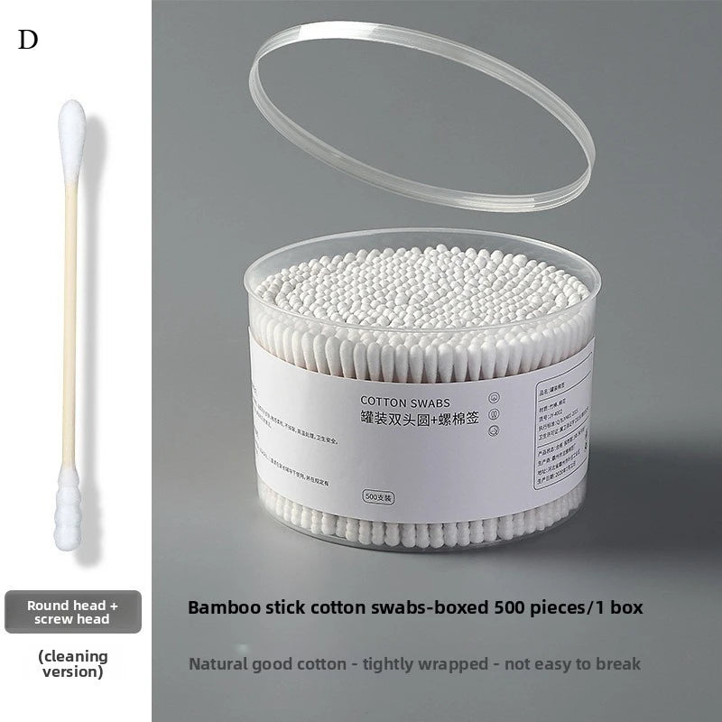 Disposable Cotton 500PCSSwab Box With Double End Round Head For Makeup And Makeup Removal Daily Cleaning Pet Care Multi-purpose