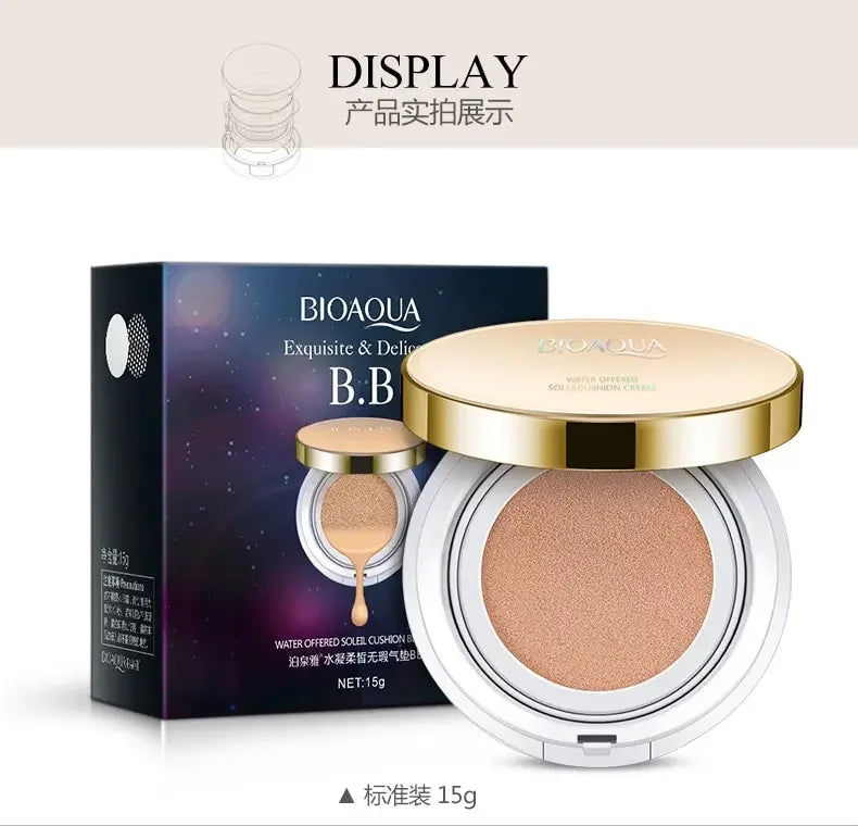 BIOAQUA Air Cushion BB Cream Natural Brighten Concealer Moisturizer Foundation Face Makeup Facial Base Perfect Cover Cosmetics