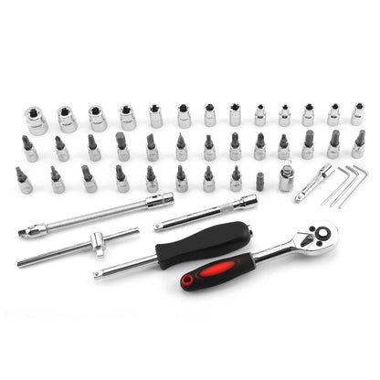 46PCS Socket Wrench Set Flexiable Ratchet 1/4" Drive Ratchet Torx Hex Wrench Kit  Car Repairing Tool