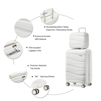 Kono Large Check in Luggage Lightweight Polypropylene Hard Shell Suitcase with TSA Lock Spinner Wheels