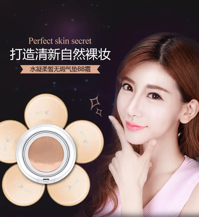 BIOAQUA Air Cushion BB Cream Natural Brighten Concealer Moisturizer Foundation Face Makeup Facial Base Perfect Cover Cosmetics