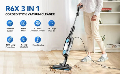 INSE R3S/R6X Corded Vacuum Cleaner Handheld Stick Vacuum Powerful 3 in1 Lightweight Vacuum Cleaners for Home Hard Floor Pet Hair