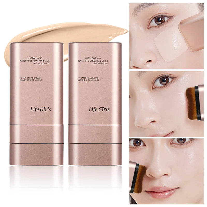Clear and Moisturizing Foundation with a Natural Glow, Hydrating, Bling, Radiance, Thin and Lightweight Double-Ended Makeup Foundation That Can Be Rotated for Easier Application, with Its Own Brush for Waterproofing, Making I