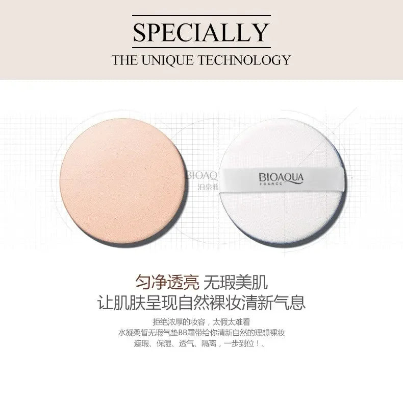 BIOAQUA Air Cushion BB Cream Natural Brighten Concealer Moisturizer Foundation Face Makeup Facial Base Perfect Cover Cosmetics