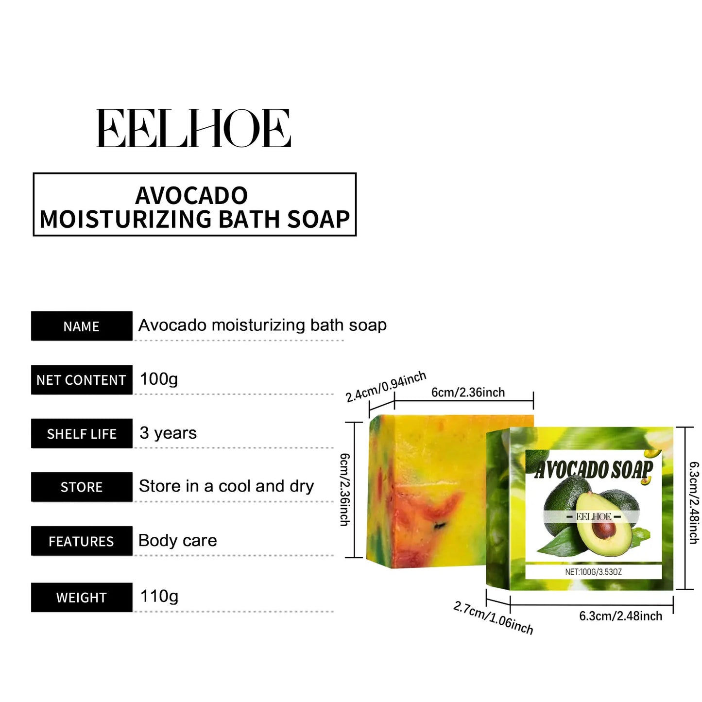 Avocado Soap Body Cleansing Moisturizing Oil Control Smoothing Skin Tender Skin Even Tone Remove Dirt Rejuvenated Skin Body Care