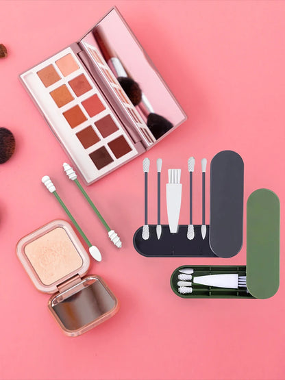 2Pcs Silicone Reusable Cotton Swab Earpick Kit With Box Portable Double Headed Soft Makeup Swab Ear Cleaning Set