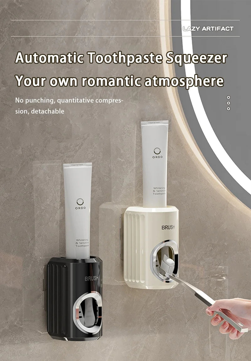 A Hole Free Wall Mounted Automatic Toothpaste Dispenser, A Toothpaste Storage Rack for Bathrooms, Households, and Bathrooms