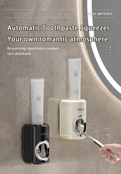 A Hole Free Wall Mounted Automatic Toothpaste Dispenser, A Toothpaste Storage Rack for Bathrooms, Households, and Bathrooms