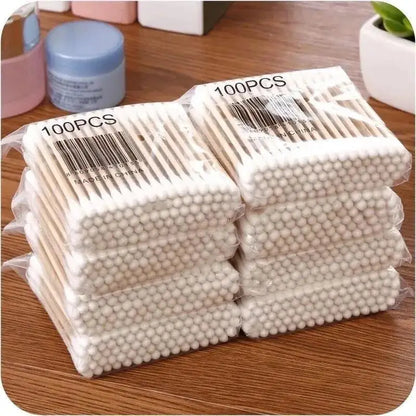 Double Head Cotton Swab Women Makeup Cotton Buds Tip for Wood Sticks Nose Ears Cleaning Health Care Tools