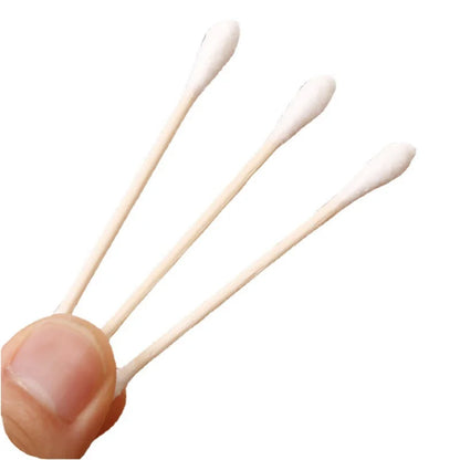 100/1000pcs Unscented Cotton Swabs, Double-Headed, Wooden Stick, Makeup Removal & Cleaning Ear Cotton Swabs