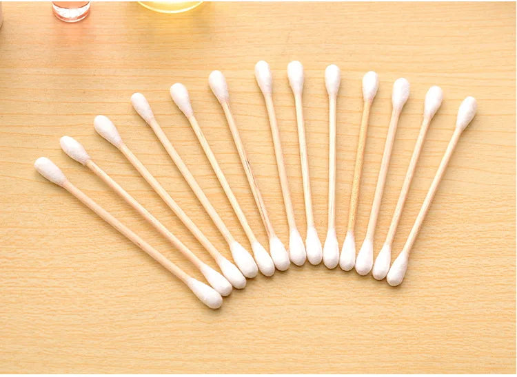 100/1000pcs Unscented Cotton Swabs, Double-Headed, Wooden Stick, Makeup Removal & Cleaning Ear Cotton Swabs
