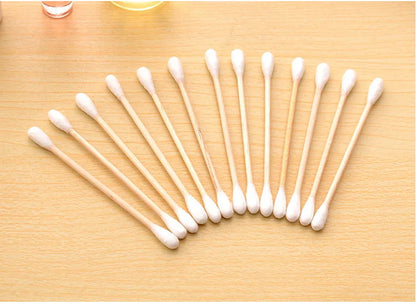 100/1000pcs Unscented Cotton Swabs, Double-Headed, Wooden Stick, Makeup Removal & Cleaning Ear Cotton Swabs