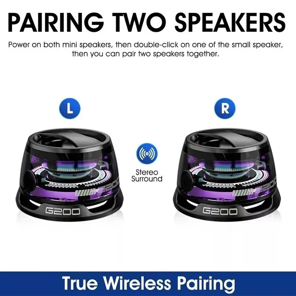 Magnetic Portable Bluetooth Speaker Mini Sound Box HiFi Stereo Soundbar Wireless Loudspeaker with LED Color Light Phone Holder