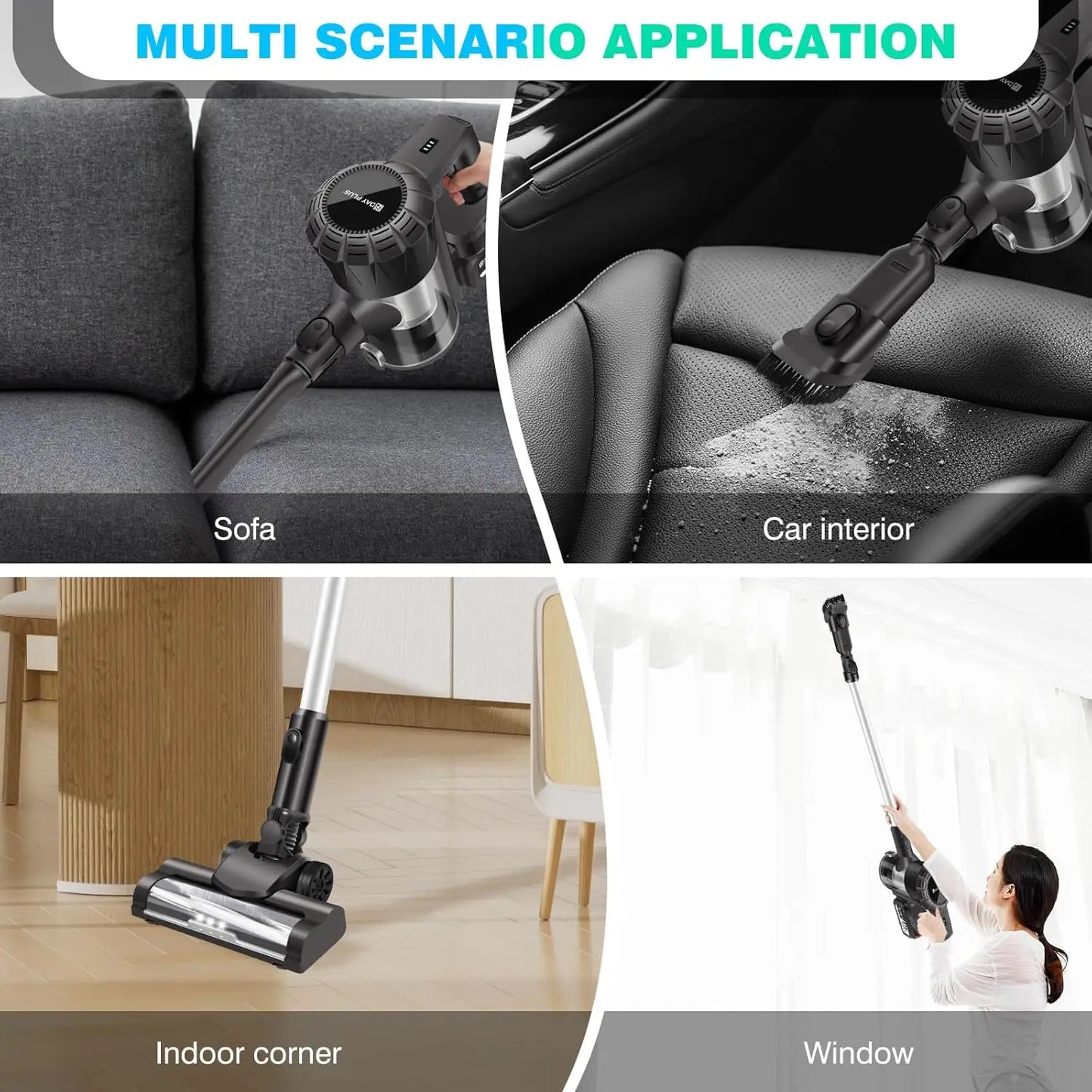 BRIEFNESS 3-in-1 Cordless Vacuum Cleaner Powerful Stick Vacuum Rechargeable Handheld Upright Vacuum Cleaner
