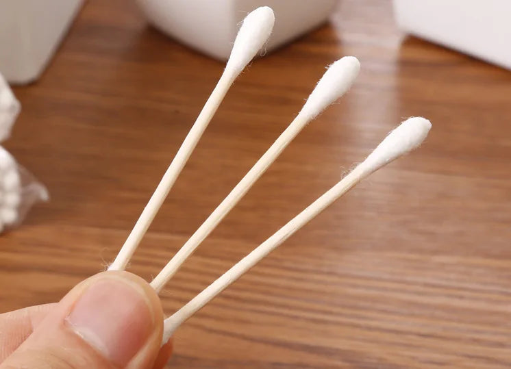 100/1000pcs Unscented Cotton Swabs, Double-Headed, Wooden Stick, Makeup Removal & Cleaning Ear Cotton Swabs
